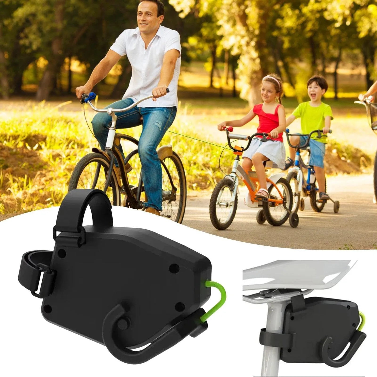 Black plastic bicycle trailer rope for mountain bike to child trailer connection
