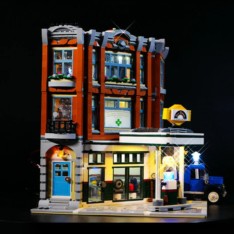 Plastic LED lighting accessories for LEGO MOC models with corner repair shop lighting group theme