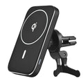 Black M6 magnetic wireless charging car phone bracket mounted on dashboard
