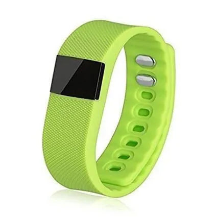 Colourful plastic and ABS bracelet pedometer for tracking steps, distance, and calories on the wrist.