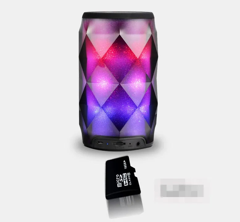 Black crystal diamond cut Coke can shaped Bluetooth lantern speaker with colourful LED starry sky lighting effect.