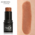 Face contour highlighter cosmetic powder compact with four colour options A, B, C, D.