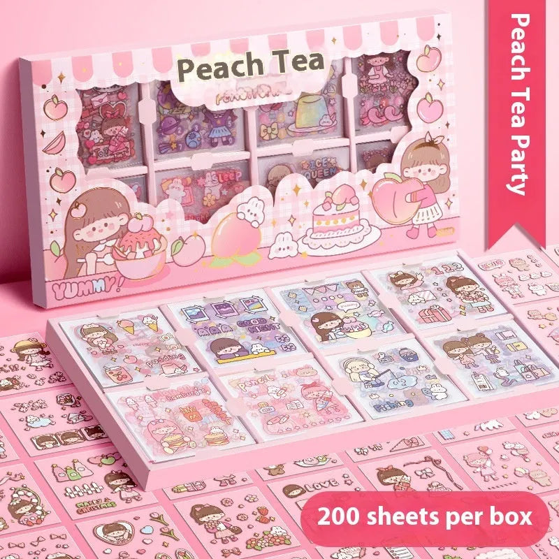 Children's goo card sticker book with five character theme designs
