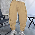 Men's loose-fit cropped casual trousers in bamboo fabric, shown in Army Green colour.