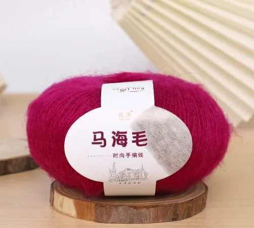 Mohair wool ball for DIY scarf kit with 34 colour options including white, grey, pink and blue