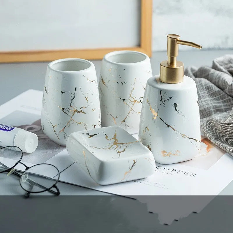 Ceramic bathroom wash set in light luxury style with fine porcelain construction