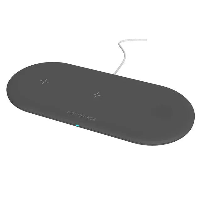 Black or white three-in-one wireless charging station for Apple phones, watches, and headphones