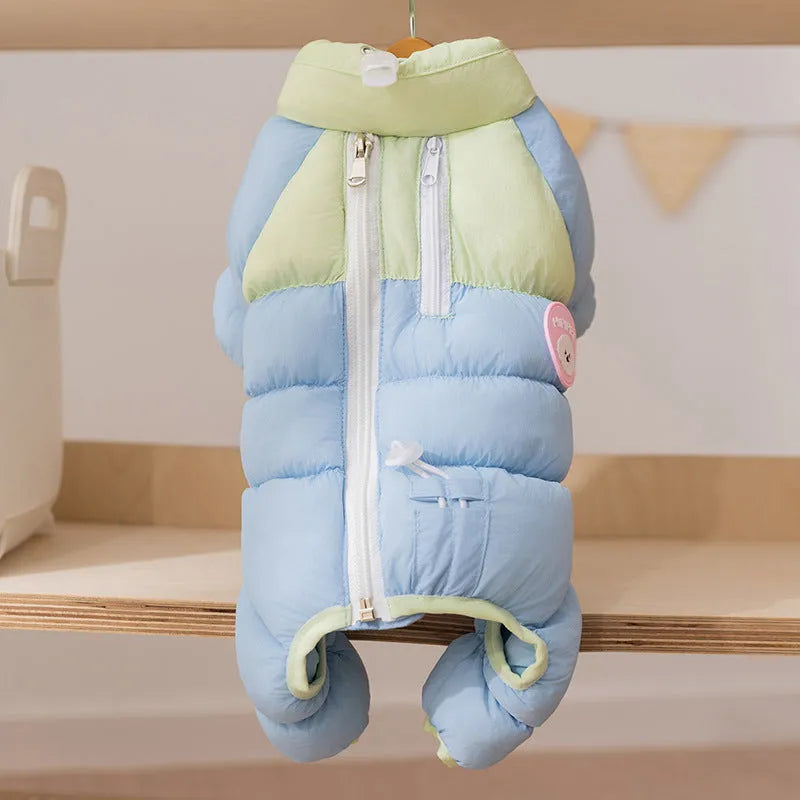 Macaron blue thickened cotton zipper pet jacket for small dogs and cats