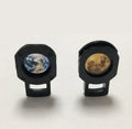 Star projector lamp showing earth projection with adjustable hose bracket and USB cable