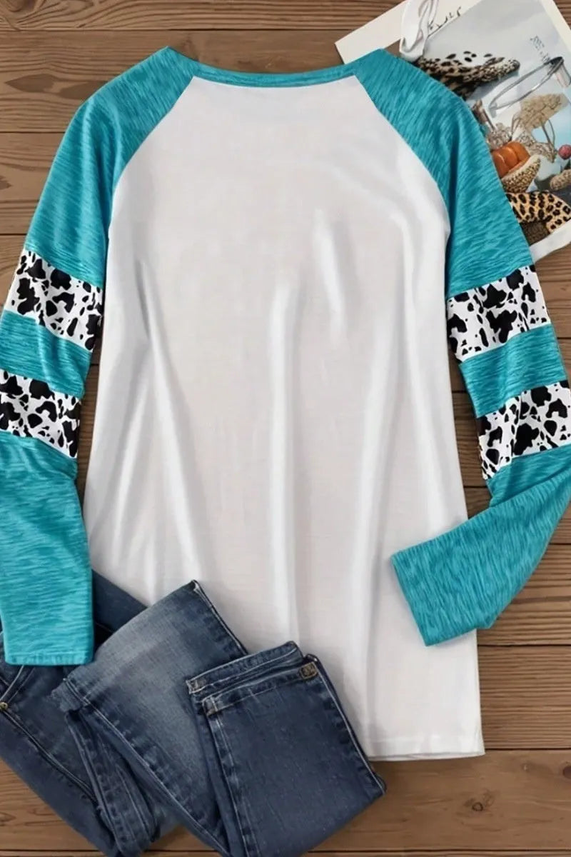 Sky blue Halloween T-shirt with 3D pumpkin print in Japanese Korean casual style