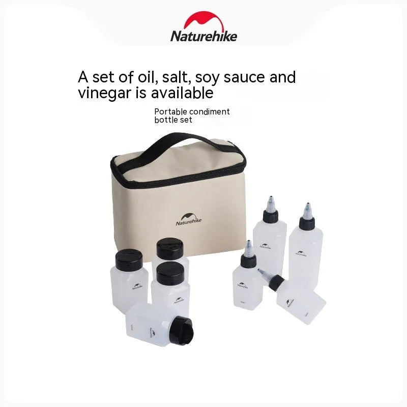 Naturehike portable seasoning bottle set with six PP plastic containers for outdoor cooking