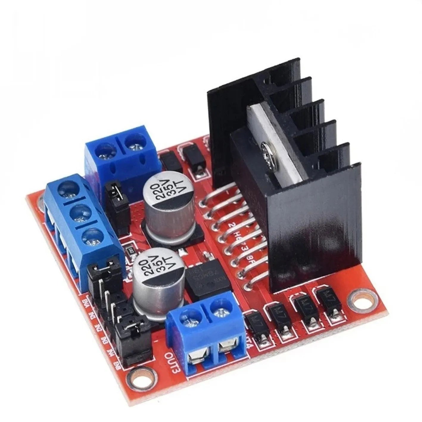 L298N motor driver module for DC and stepper motor control in robot vehicles