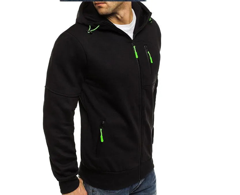 Men's hooded camouflage jacquard cotton blend jacket zip front long sleeve loose fit casual wear
