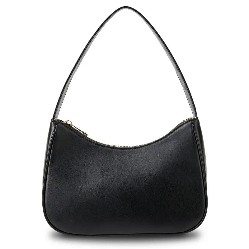 Simple retro waterproof PU shoulder bag with adjustable strap shown in a selection of colours.
