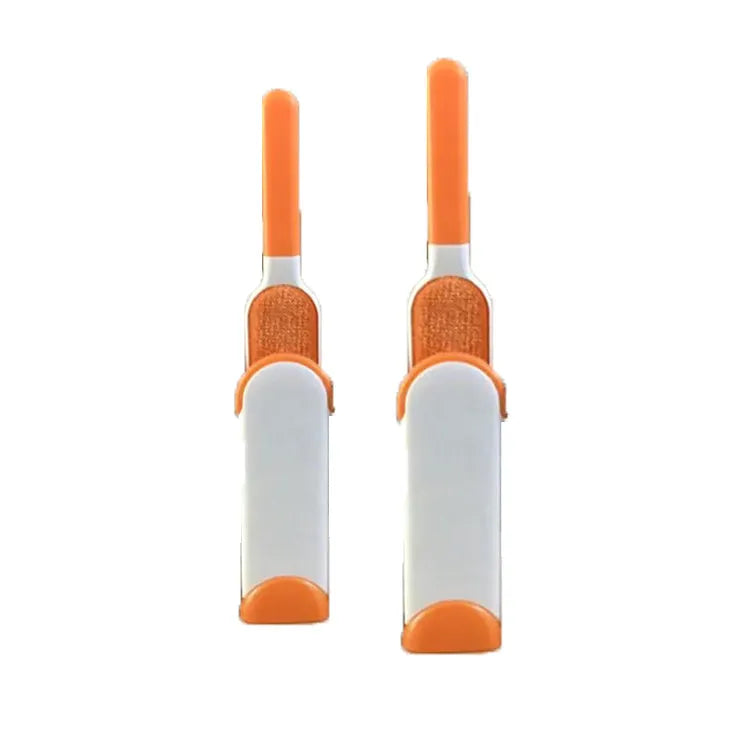 Blue reusable pet hair removal brush with self-cleaning base for sofas and upholstery.