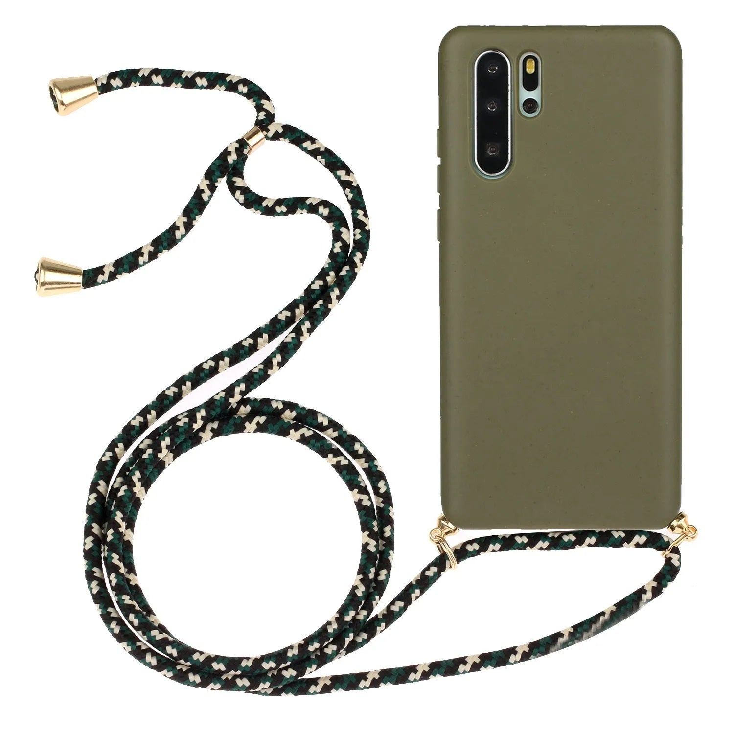 Huawei P30 mobile phone case with wrist strap and floral painted TPU back cover.