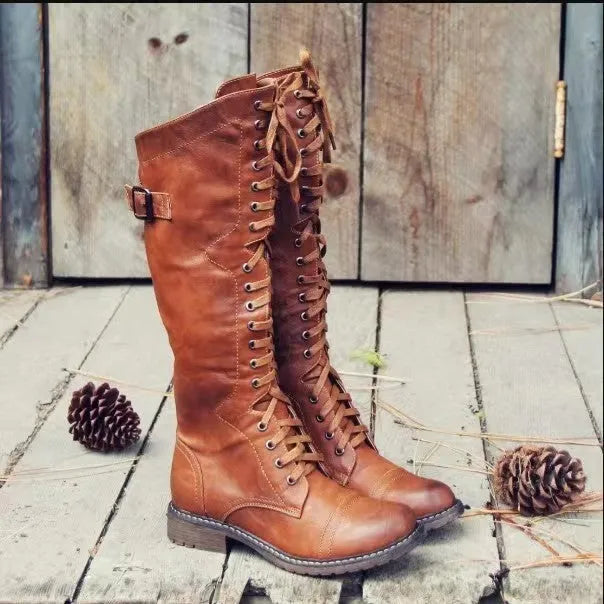 Women's black chunky low heel ankle boots with round toe and high shaft design