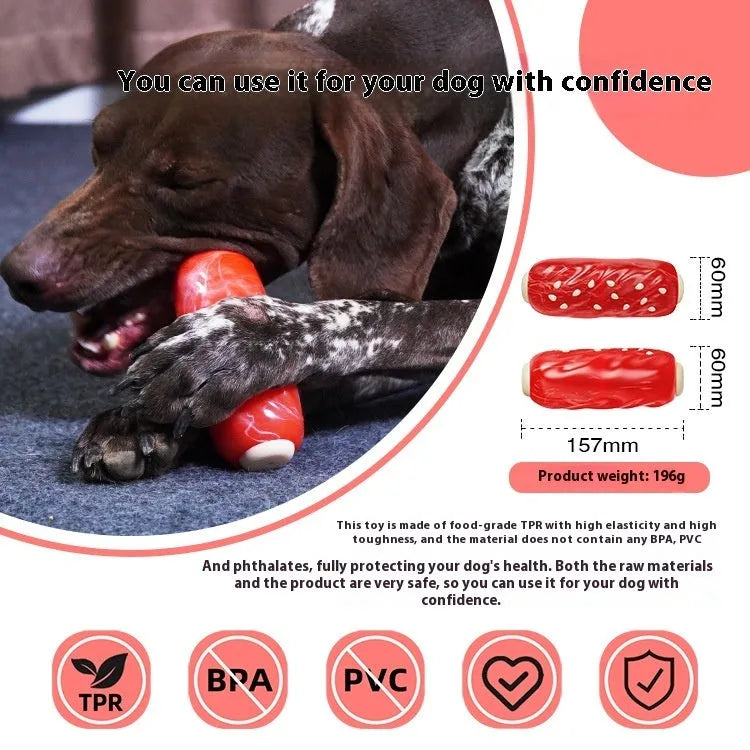 Primary colour plastic toothbrush-shaped dog chew toy for aggressive chewers