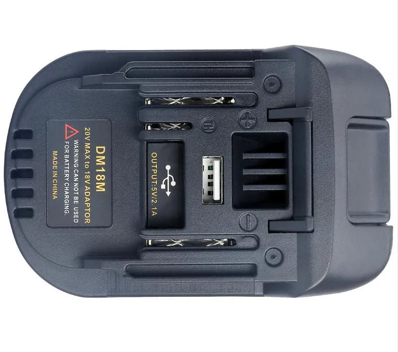 Black Milwaukee to Makita battery adapter measuring 125x90x65 cm for professional tool conversion