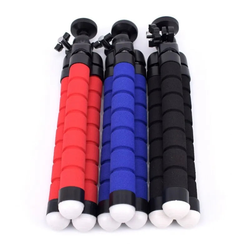 Black flexible mini octopus tripod with bendable legs and 1/4-20 camera mount screw