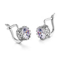 Korean retro style crown-shaped clip-on earrings with white diamonds, in rose gold and white gold colour options.