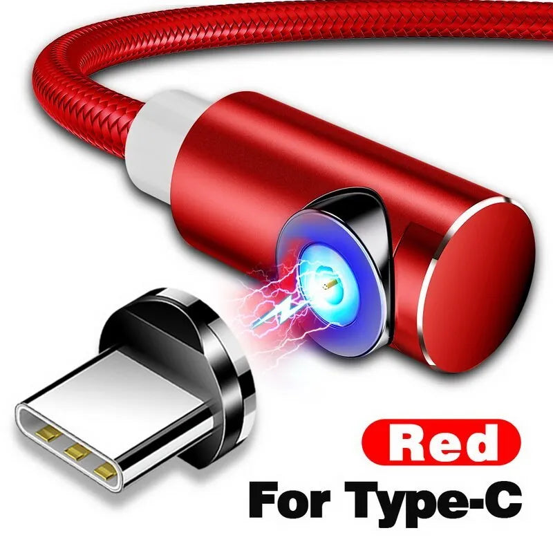 Magnetic charging cable with aluminium housing showing blind magnetic alignment and colour options