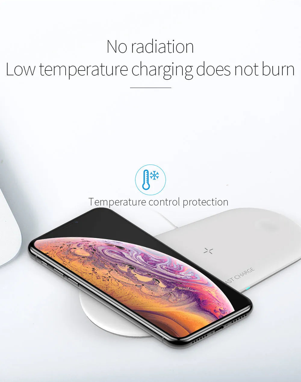 Black or white three-in-one wireless charging station for Apple phones, watches, and headphones