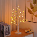 60cm tall birch tree LED lamp with 24 mushroom flowers, warm light, detachable base