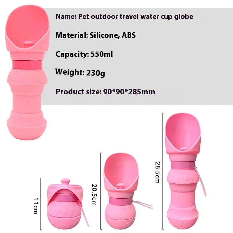 A folded and unfolded silicone water cup for pets, shown in green pineapple colour.