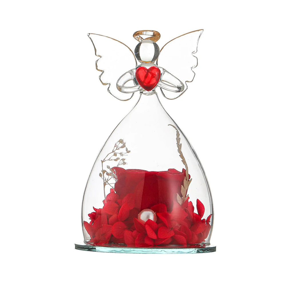 Red preserved rose in a glass cover decoration inside a gift box for Christmas and Valentine’s Day