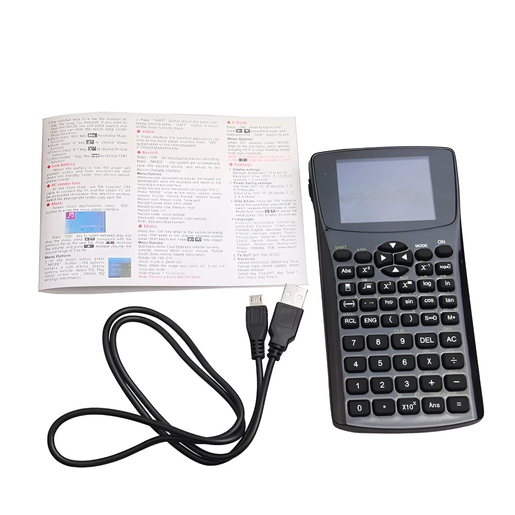 Black multifunctional e-book reader with 2.8cm screen and adjustable strap showing language selection interface