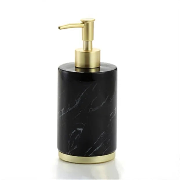 Ceramic bathroom set with bright glaze and applique in Phnom Penh ink and black