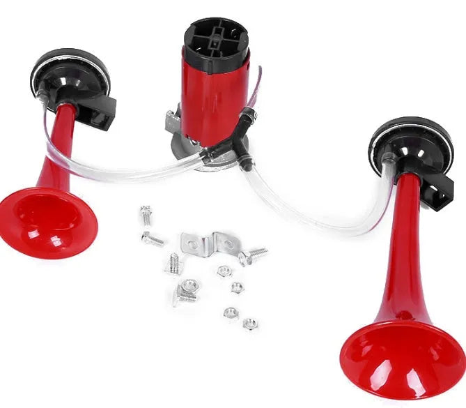 12V motorcycle air horn 105-115dB dual tone black metal for car truck boat