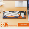 SK15 wired mechanical keyboard for laptops in autumn water blue, black or sunset orange colours
