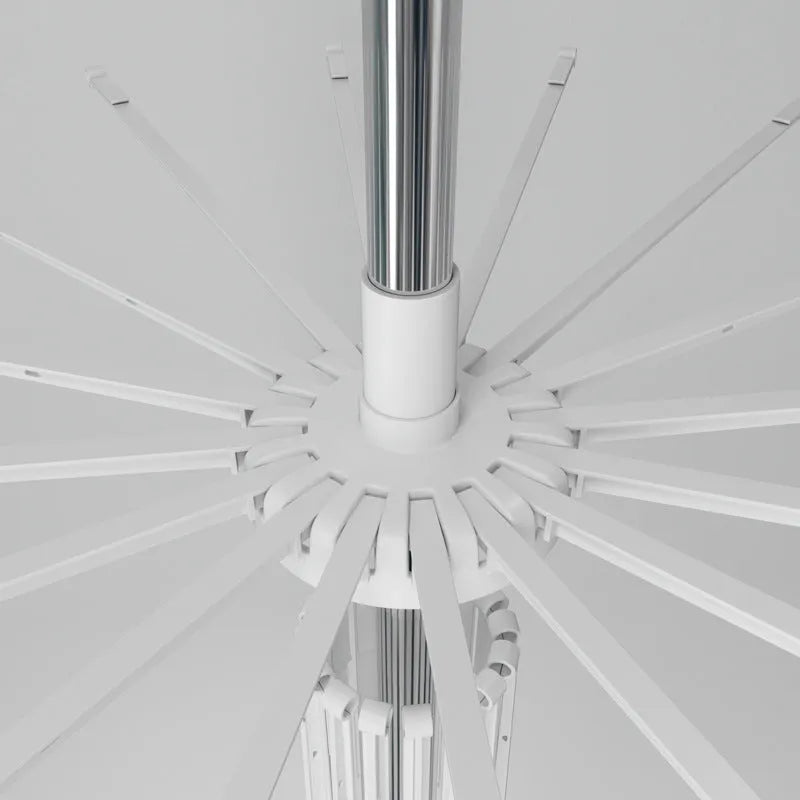 Stainless steel mobile drying rack with three layers and plastic clip sections for organised clothes drying