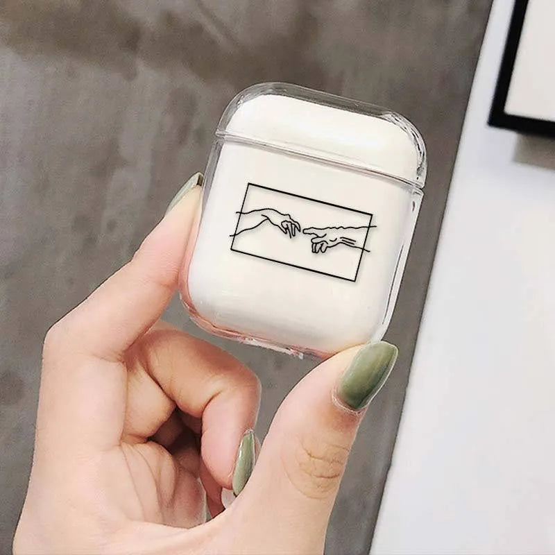 Transparent plastic protective case for Apple AirPods and AirPods Pro charging case.