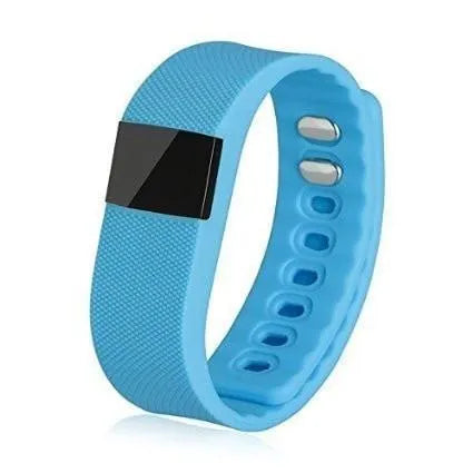 Colourful plastic and ABS bracelet pedometer for tracking steps, distance, and calories on the wrist.