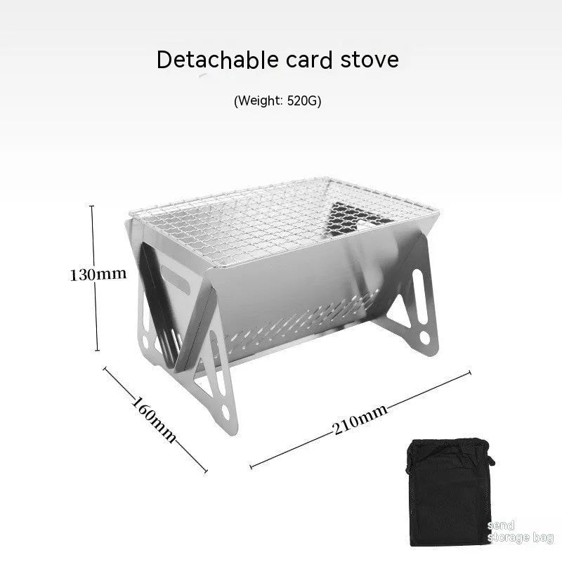 Folding stainless steel barbecue oven with grill plate and storage bag for outdoor use