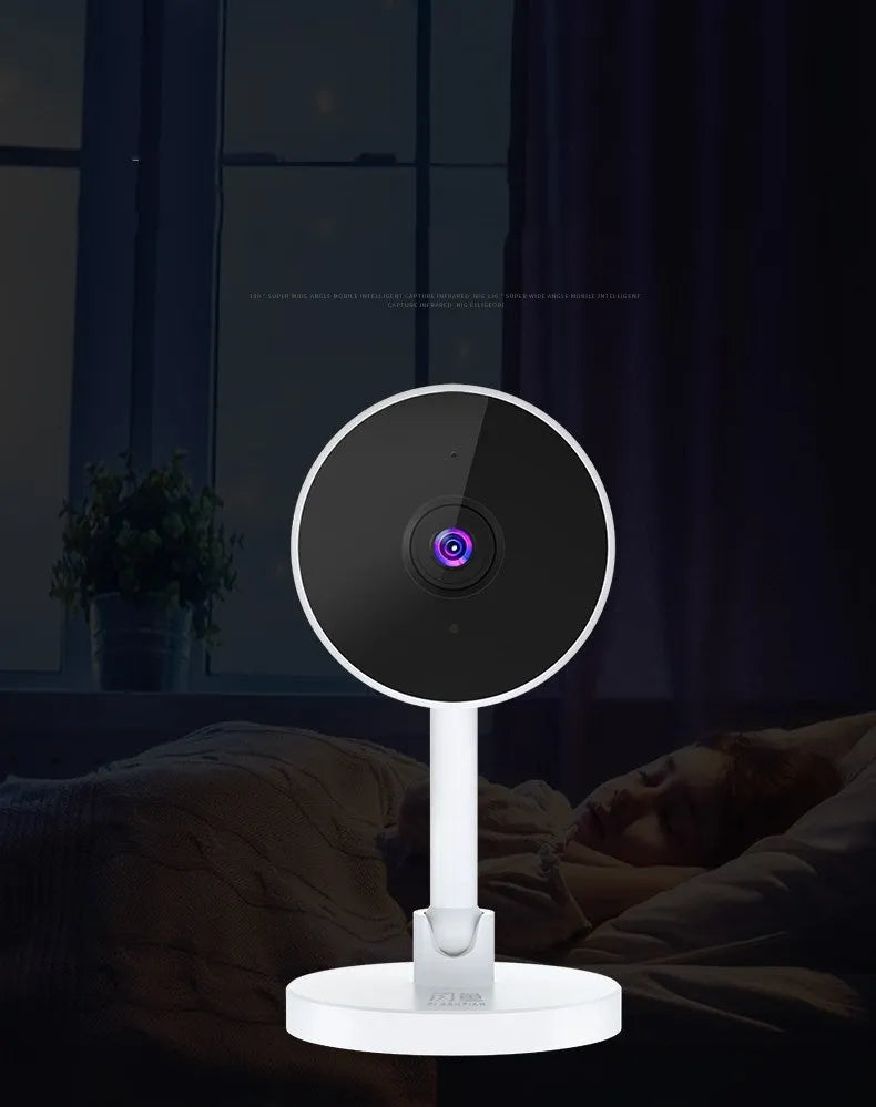 White FLASH FISH SKX10 gun-style WiFi security camera on a stand.