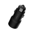 Black Ruimi 3S Bluetooth car charger showing dual USB ports and compact 26.5mm square design