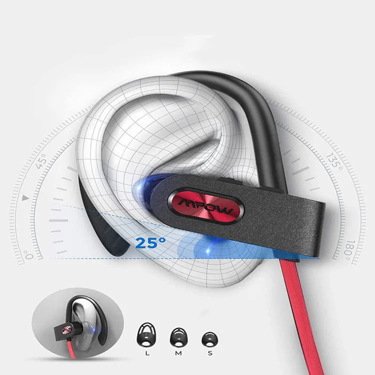Flame2 Bluetooth headset with hanging ear design in red, black, and pink colours