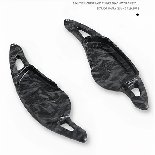 Carbon fibre pattern steering wheel paddle shifter replacement in black finish