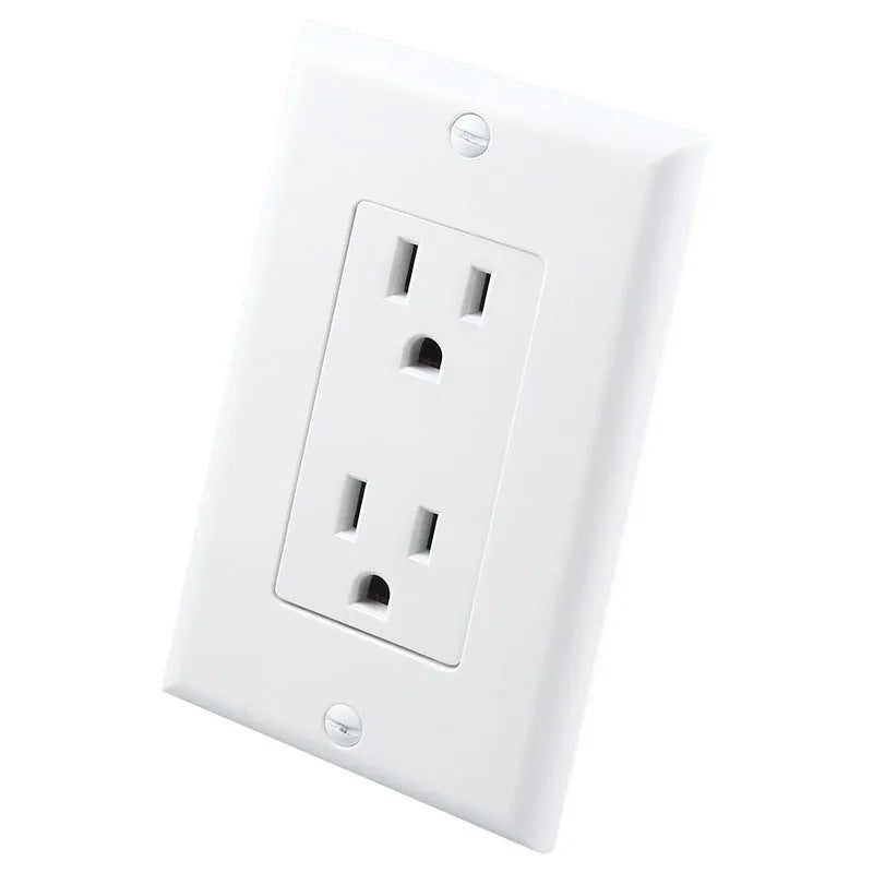 White socket induction LED night light plugged into wall outlet with automatic sensor