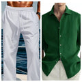 Men's green washed cotton casual shirt with regular fit cardigan style