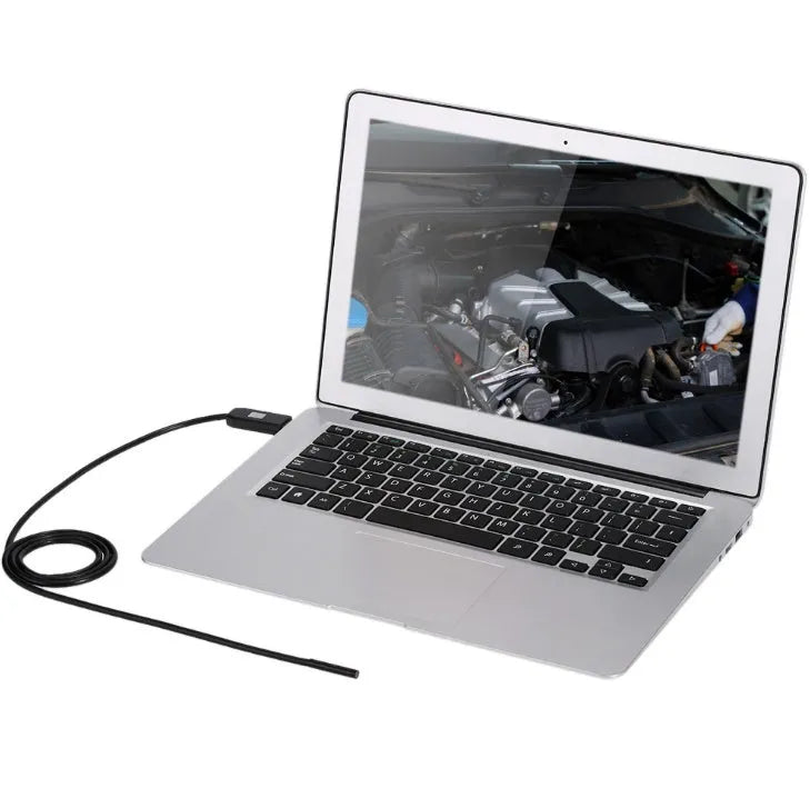OWSOO USB endoscope camera with 5m cable, 6 LED lights, hook, magnet, and side mirror attachments