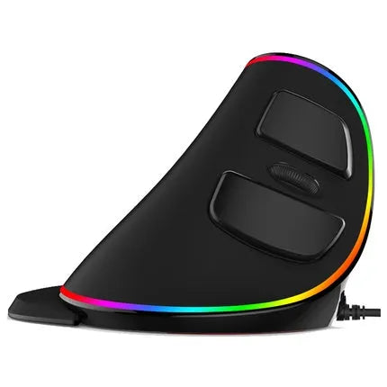 Vertical ergonomic snail-shaped wired mouse with RGB lighting and five DPI speed settings