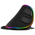 Vertical ergonomic snail-shaped wired mouse with RGB lighting and five DPI speed settings