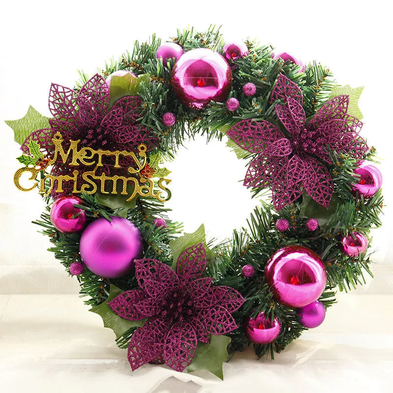 30cm multicolour plastic Christmas wreath in six colour options for festive decoration