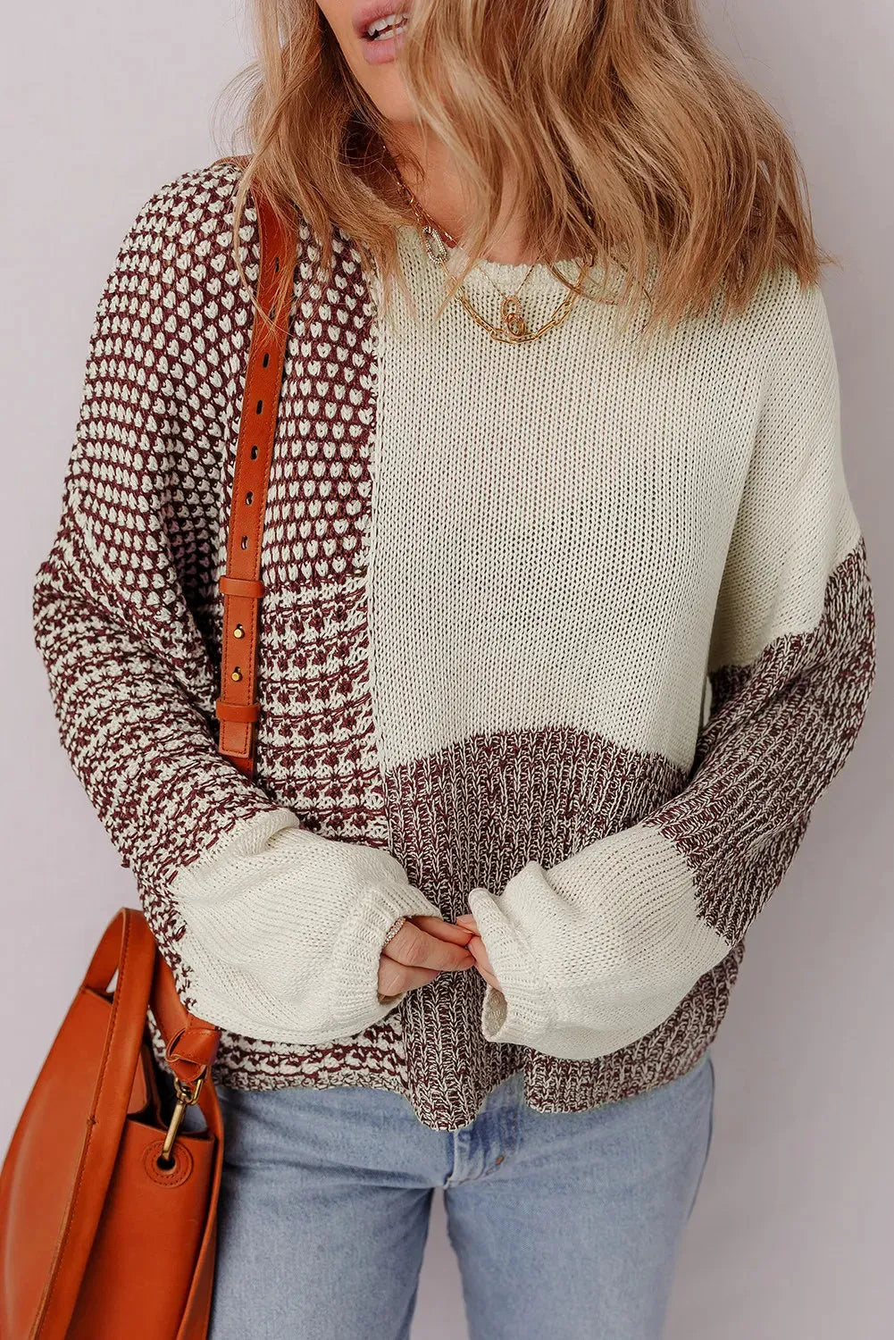 Dark khaki loose sweater with back tie detail and drop shoulder design
