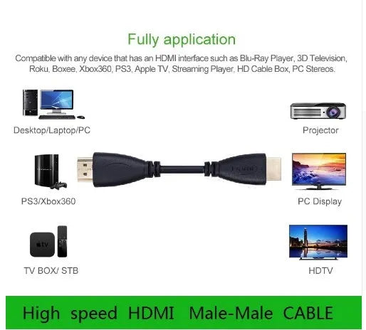 Gold plated HDMI cable with male connectors in multiple lengths from 0.3m to 5m